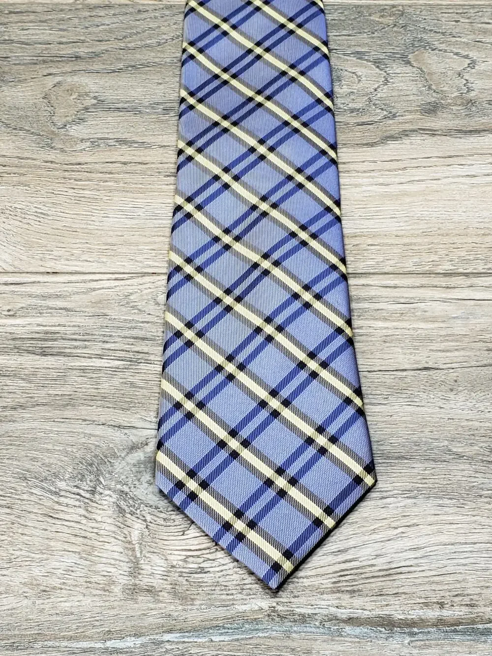 Chaps Handmade Blue Plaid Men's Silk Neck Tie